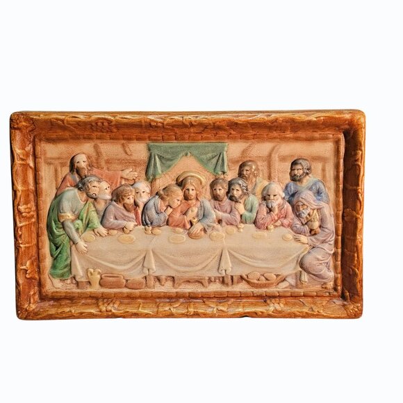 Vintage Last Supper Holland Mold 3D Jesus Religious Christian Wall Plaque - Picture 11 of 11